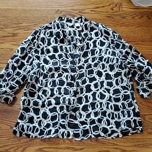 Black and White Linen Blouse